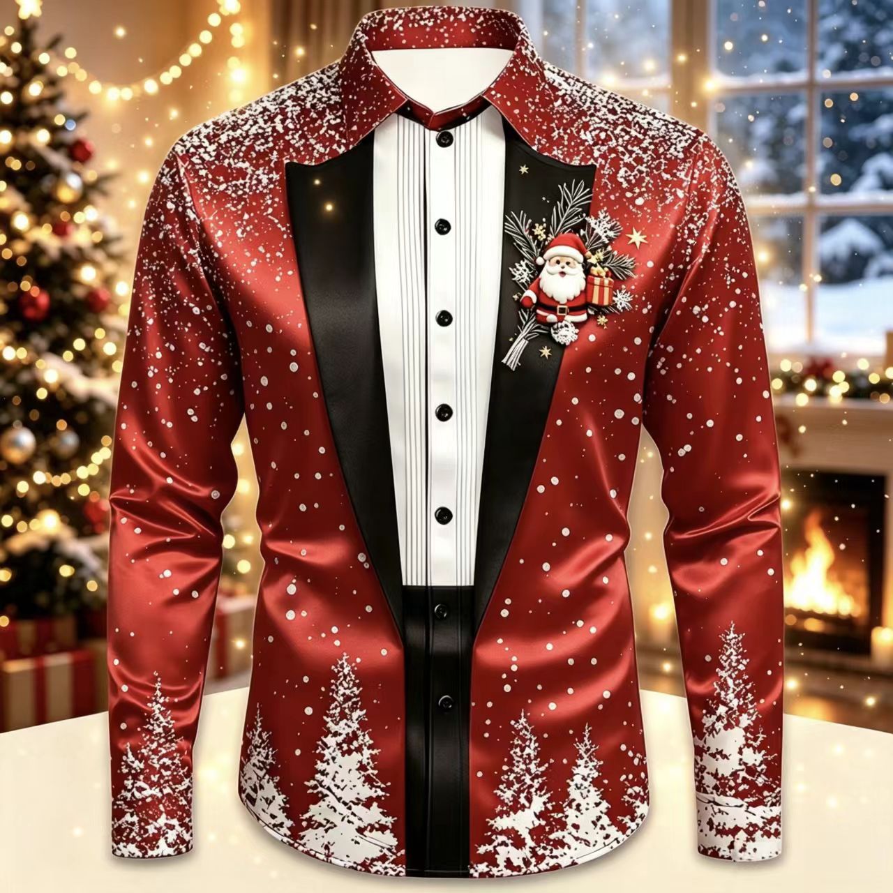 Men Christmas Satin Long Sleev - Mens Satin Silk Dress Shirt recension och pris