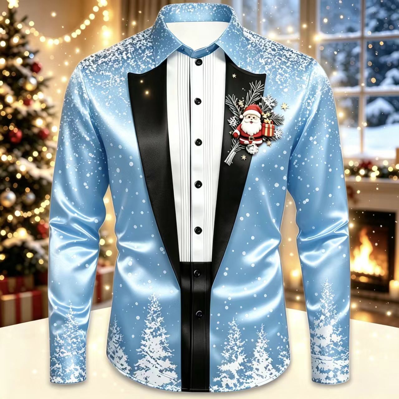 Men Christmas Satin Long Sleev - Mens Satin Silk Dress Shirt recension och pris